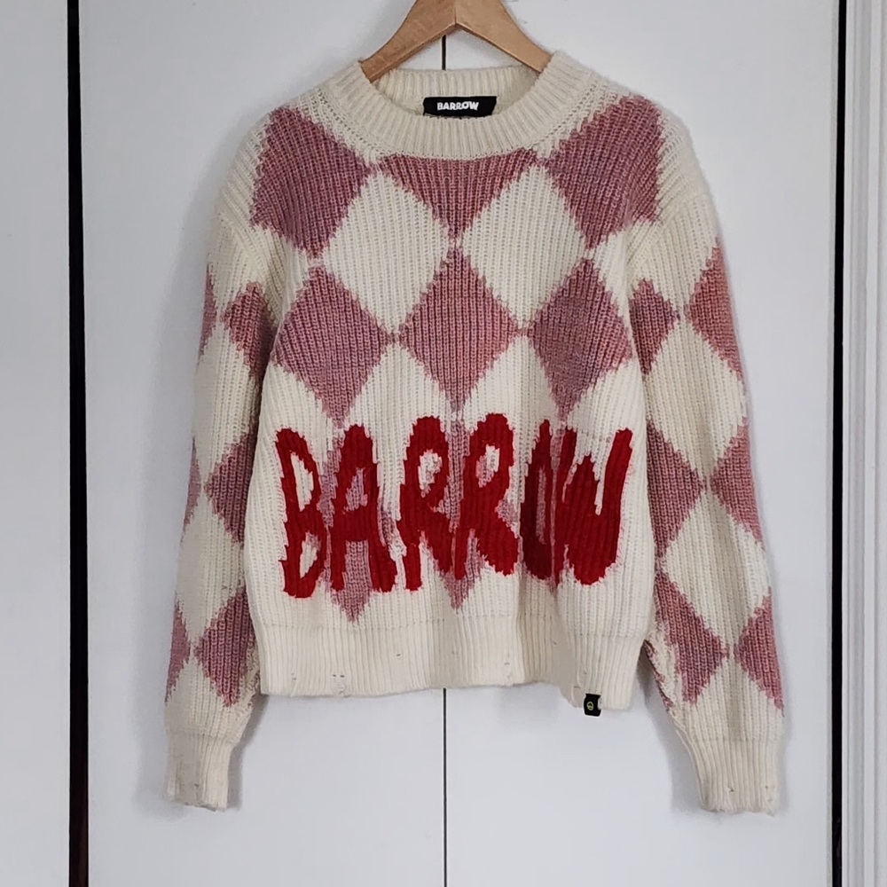 Barrow Red and Cream Argyle Sweater